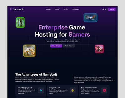 Game Hosting | GameUnit design game hosting hosting landingpage ui ux