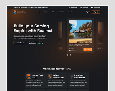 Game Hosting Concept | RealmsHosting concept design game hosting hosting webdesign