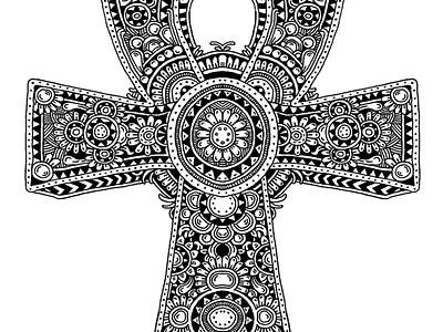 Intricate Ankh ankh black and white coloring book art coloring page design doodle drawing egypt egyptian ink line art missouri mythology pen and ink pen art saint louis symbols zendoodle zentangle