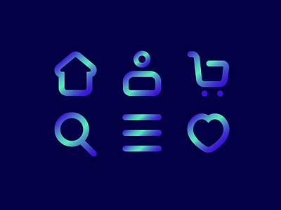 Icon Set / Dark Mode adobeillustrator assets custom darkmode iconography icons iconset mobile mobiledesign neon responsive ui uidesign