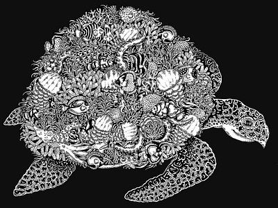Living World Sea Turtle adult coloring book art artwork black and white coloring book coloring book page design drawing jellyfish marine life ocean pen and ink saint louis sea turtle silhouette tropical tropical fish under the sea
