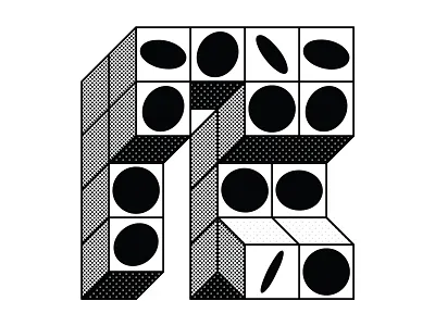 OK_36DAYS_10_R 36daysoftype architecture benday design dots geometric illustration letter r logo minimal monogram nakagin r vasarely victor vasarely