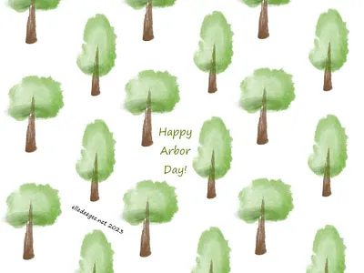 Trees arbor day brown digital art green illustration nature patterns trees watercolor