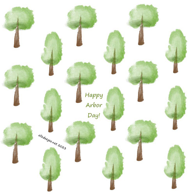 Trees arbor day brown digital art green illustration nature patterns trees watercolor