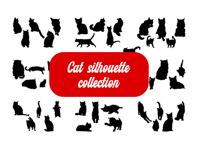 Cat Silhouette Collection Bundle | Vector free download animal animal drawing cat cat black white cat drawing cat drawing vector cat illustration cat silhouette cat silhouette vector decorative design graphic design illustration