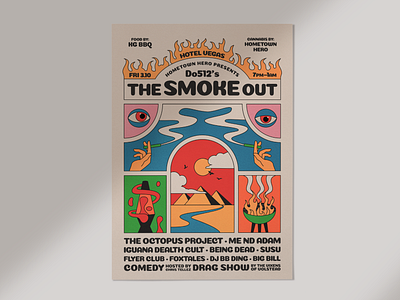 The Smoke Out | SXSW 2023 2023 austin barbecue bbq cannabis egypt egyptian eyes fire high hotel vegas illustration joint lava lamp marijuana poster design pyramids smoking sxsw weed