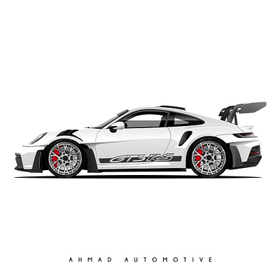 Porsche 911 GT3 RS car graphic design illustration porsche racing vec vector white