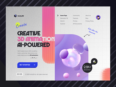 Unity3D Ai Website - Light 🔥 3d ai concept creative design header landing landingpage light modern site trend ui uidesign uiux web web design wensite