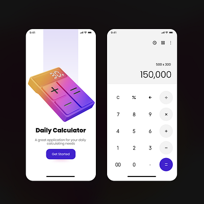 Calculator UI Design 3d app design illustration typography ui ux vector