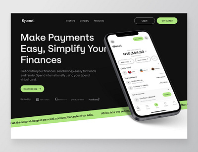 Spend Website -- Hero section design fintech landing page ui ui ux design ui design web ui website