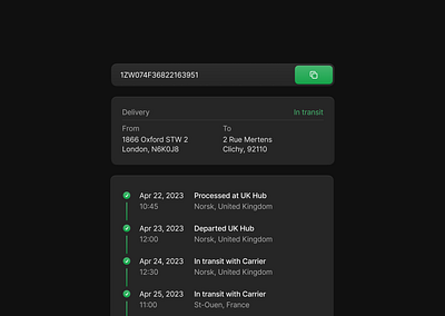 Parcel Tracking Component parcel tracking product design shipping ui