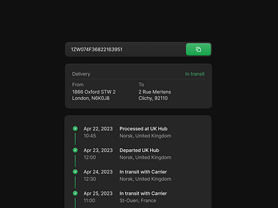 Parcel Tracking Component parcel tracking product design shipping ui