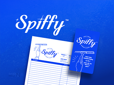 Spiffy Window Cleaning Brand blue brand branding cleaning glass handwritten retro spiffy window