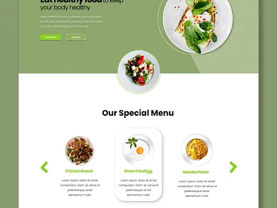 Landing Page Healthy Food app branding design graphic design illustration logo typography ui ux vector