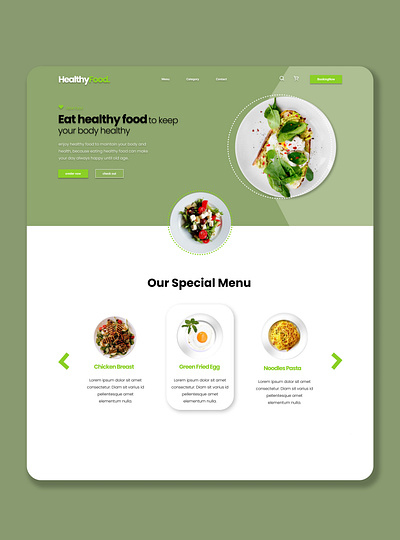 Landing Page Healthy Food app branding design graphic design illustration logo typography ui ux vector