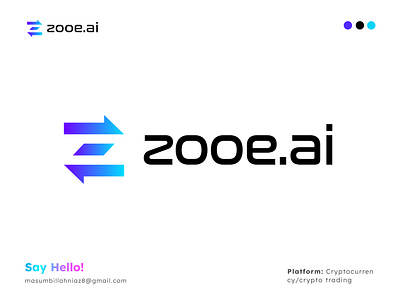 crypto exchange ai logo design & branding ai arrow artificial intelligence brand identity branding crypto cryptocurrency design exchange logo logo design logos minimalist money trading z letter