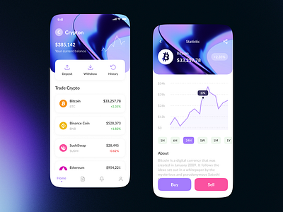 Crypto App Exploration bitcoin blockchain crypto crypto app ethereum fintech illustration mobile app ui