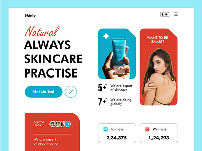 Skinly UI design. beauty care design fairness interfacedesign landingpage landingpagedesign productdesign skin ui uidesign uikits uiux userexperience userinterface ux uxdesign webdesign website wellness