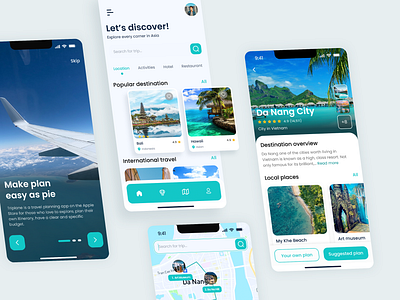 Travel planning app app application blue design graphic design green mobile mobiledesign travel travelapp ui uidesign ux uxdesign