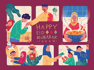 Eid Mubarak 1444 H 1444 h design eid eid al fitr eid mubarak flat illustration graphic design happy eid mubarak illustration shawwal simple vector