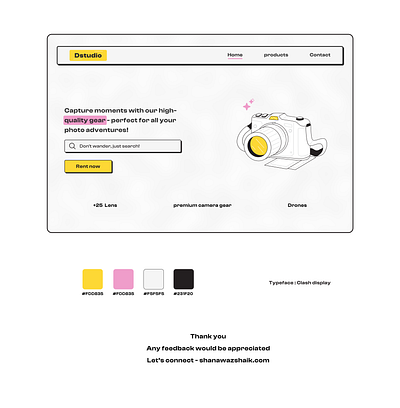 Dstudio camera renting homepage app branding design graphic design homepage ui ux web webdesign