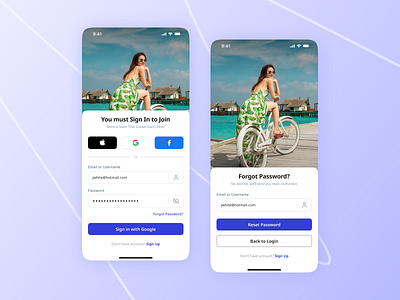 Holiday App | Sign In & Forgot Password Screens Design app design design explore figma mobile app portfolio product design travel ui uiux user experience user interface ux