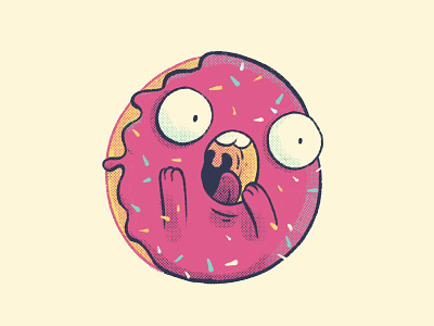 Scared Donut cafe cartoon character comic cruller dessert dona donut donuts doughnut food halftone illustration restaurant retro sacary sweet terror texture vitnage