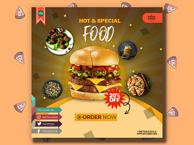 Hot and speacial food banner burger desighn food graphic graphic design