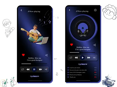 Music app UI graphic design ui