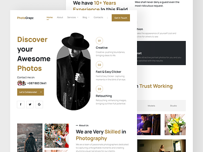 PhotoGrapz - Personal Website Template agency clean design exploration homepage landingpage personalwebsite photography responsive ui ui8 uidesign uiux website