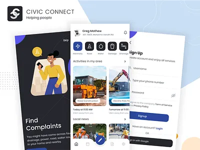 Civic Connect - UI/UX Design Case Study casestudy communityengagement designprocess designthinking informationarchitecture prototyping socialimpact ui design usercentereddesign usertesting ux design uxresearch wireframing