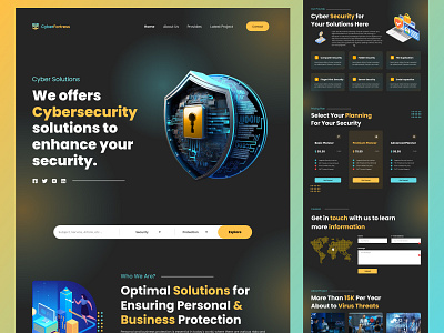Cyber Fortress Website Landing Page Design UXUI cybersecuritysolutions dataprivacy identitytheftprotection landingpage networksecurity securitylandingpage uxuiwebsite webdesig