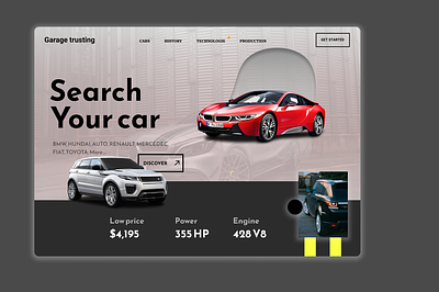 Cars Home Page web site graphic design ui website