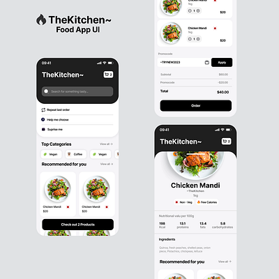 The Kitchen Food App UI app design typography ui ux