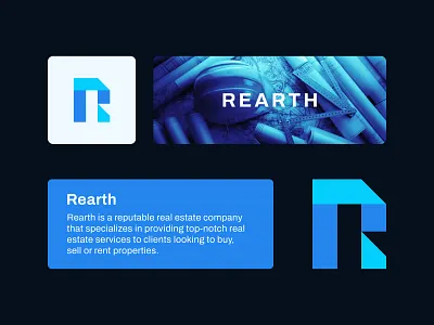 Rearth | Real Estate Company Logo brand identity branding building logo clean logo construction logo flat logo house rent logo housing logo iconic logo letter mark logo logo design logo designer minimal logo minimalist logo modern logo r letter logo r logo real estate logo simple logo