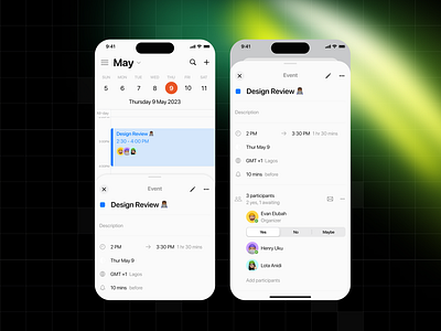 Calendar productivity app 🗓️ app calender design event event app meeting minimalism productivity app ui uiux ux