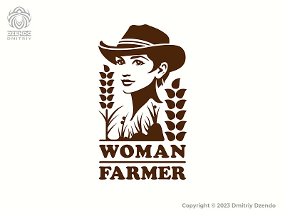 Woman farmer logo brand branding farm farmer girl graphic design hardworking woman hat logo logotype wheat woman