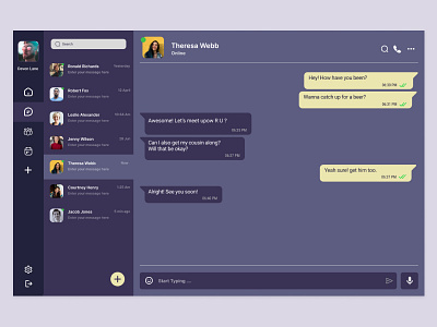 Daily UI #013 -Direct Messaging 013 app chat daily ui dailyui dark dashboard design direct messaging message messenger minimal simple ui uiux user ux web