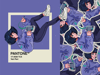 💜 Veri Peri - Vertizon anime art blue branding characterdesign design digital art flat illustration keyboard logo mascot minimal original pantone purple tosca vector veri peri vertizon