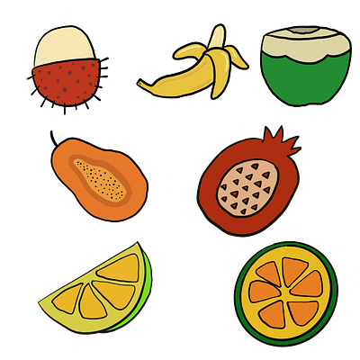 Fruit Element cartoon element food fruit fullcolour handdrawing stock