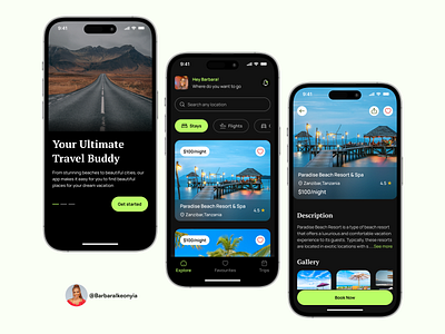 Travel app- Dark Theme app clean daily ui dark theme design minimal mobile app mobile ui tourism travel agency travel app travelling trip ui uiux ux