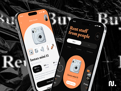 Renting App app app design design interface ios mobile market purchase rent renting stuff ui user interface uxui