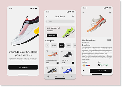 Sneakers Store App app fashion figma mobile app shoe app sneakers ui uiux