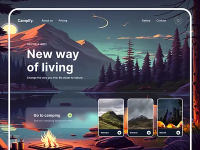 Tourism/Hiking Website Design camping website climbing destination website forest illustration hiking hiking website illustration landing page journey landing page mountain tourism agency website tourism website travel booking website travel guide travelin trip booking website trip planner vacation rentals vacation trip website design