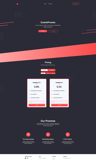 Scarlet Proxies - Homepage (Dark & Light) app blacktheme design illustration logo typography ui uidesign ux ux design