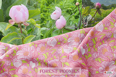 Forest Peonies exclusive design fashion peonies pink retro seamless pattern summer style textile design
