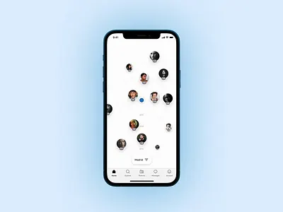 Compass UI to locate people while respecting privacy animation app blue compass giroscope interaction location map mobile near nearby privacy proximity rotate rotation tilt ui users