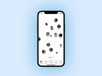 Compass UI to locate people while respecting privacy animation app blue compass giroscope interaction location map mobile near nearby privacy proximity rotate rotation tilt ui users