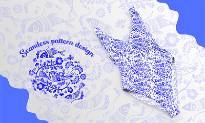 blue fish design digital painting graphic design illustration pattern design vector