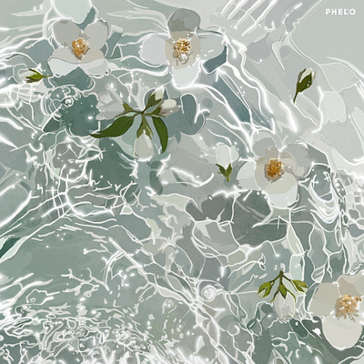 Water flowers art digital flowers illustration painting